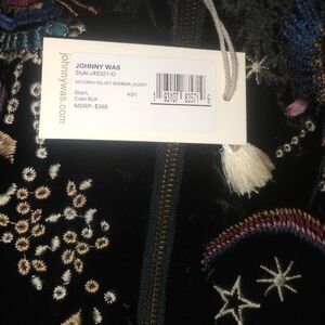 Johnny Was Black Velvet Bomber Jacket